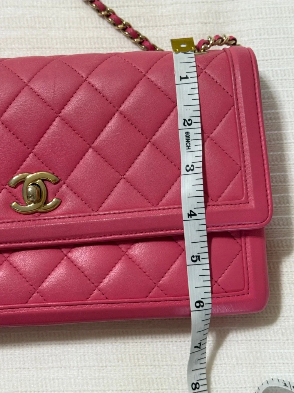 CHANEL Hot Pink Quilted Flap Shoulder Bag with Gold-Tone Chain